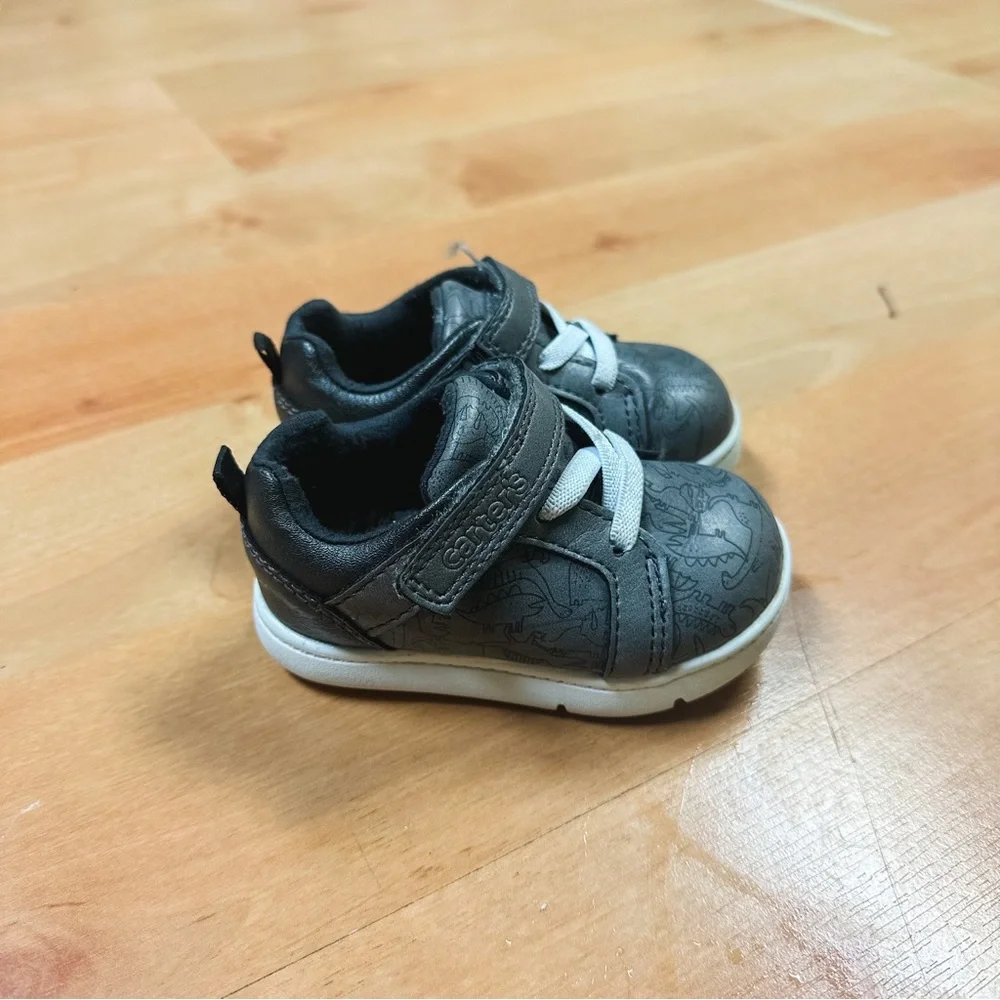 Carter's Gray Dinosaur Print Asher Sneaker Toddler Boys Size 4